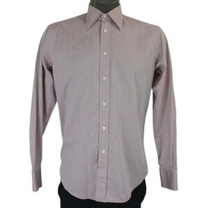 Vintage Versace Collection Pink Striped Button Up Shirt Mens 40 Slim Fit